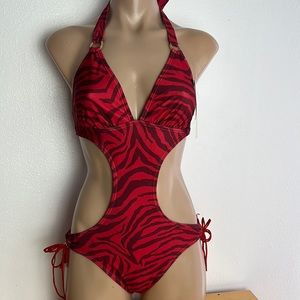 NWT Cyn&Luca one piece swimsuit monokini Ruby Zebra